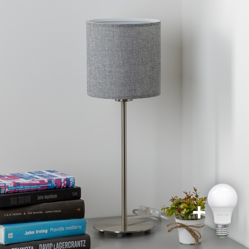 Eglo - Lampe de table LED TUNJA 1xE27/60W/230V 38,5 cm chrome mat/gris