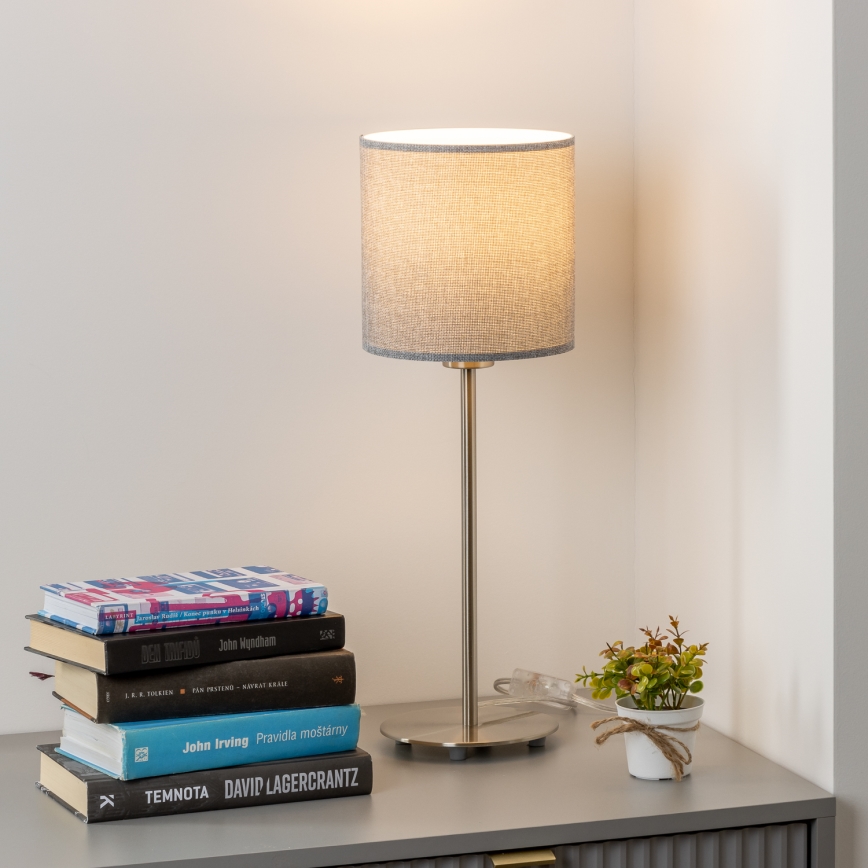 Eglo - Lampe de table LED TUNJA 1xE27/60W/230V 38,5 cm chrome mat/gris