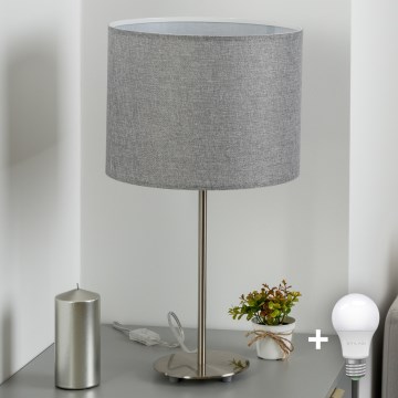 Eglo - Lampe de table LED TUNJA 1xE27/60W/230V 38,5 cm chrome mat/gris