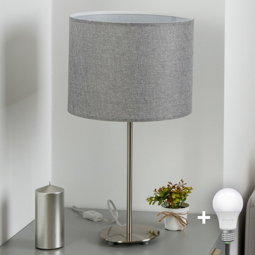 Eglo - Lampe de table LED TUNJA 1xE27/60W/230V 38,5 cm chrome mat/gris