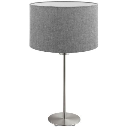 Eglo - Lampe de table LED TUNJA 1xE27/60W/230V 38,5 cm chrome mat/gris