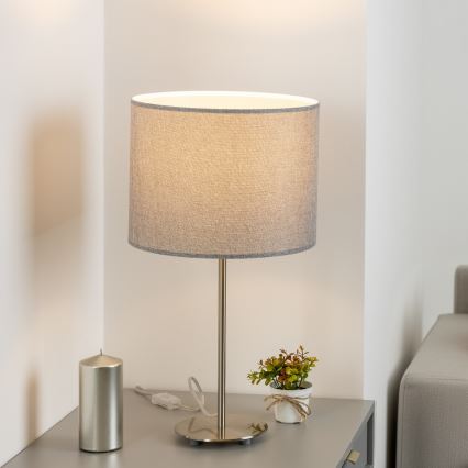 Eglo - Lampe de table LED TUNJA 1xE27/60W/230V 38,5 cm chrome mat/gris