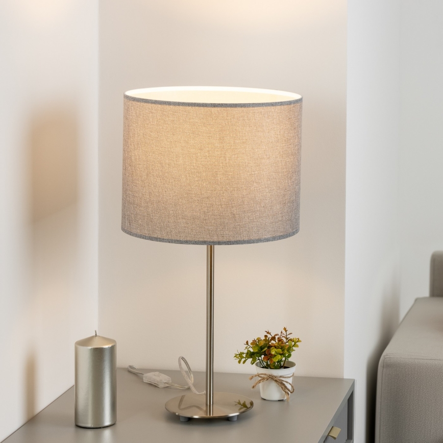 Eglo - Lampe de table LED TUNJA 1xE27/60W/230V 38,5 cm chrome mat/gris
