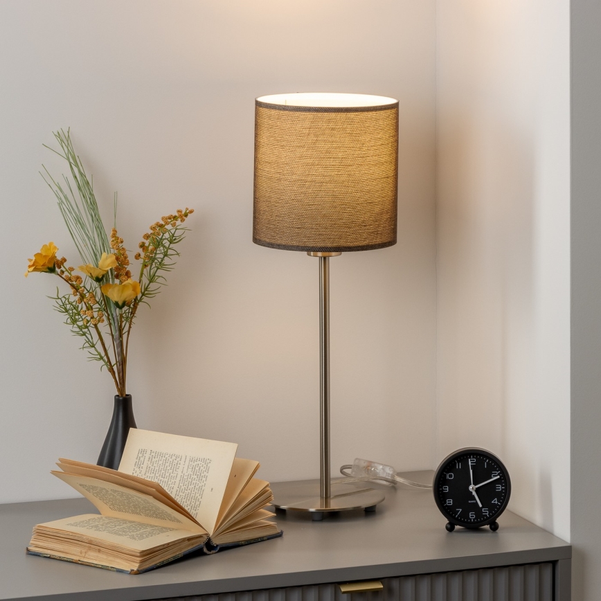Eglo -  Lampe de table LED TUNJA 1xE27/60W/230V 38,5 cm chrome mat/marron