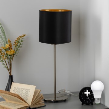 Eglo - Lampe de table LED TUNJA 1xE27/60W/230V 38,5 cm chrome mat/noir