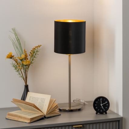 Eglo - Lampe de table LED TUNJA 1xE27/60W/230V 38,5 cm chrome mat/noir