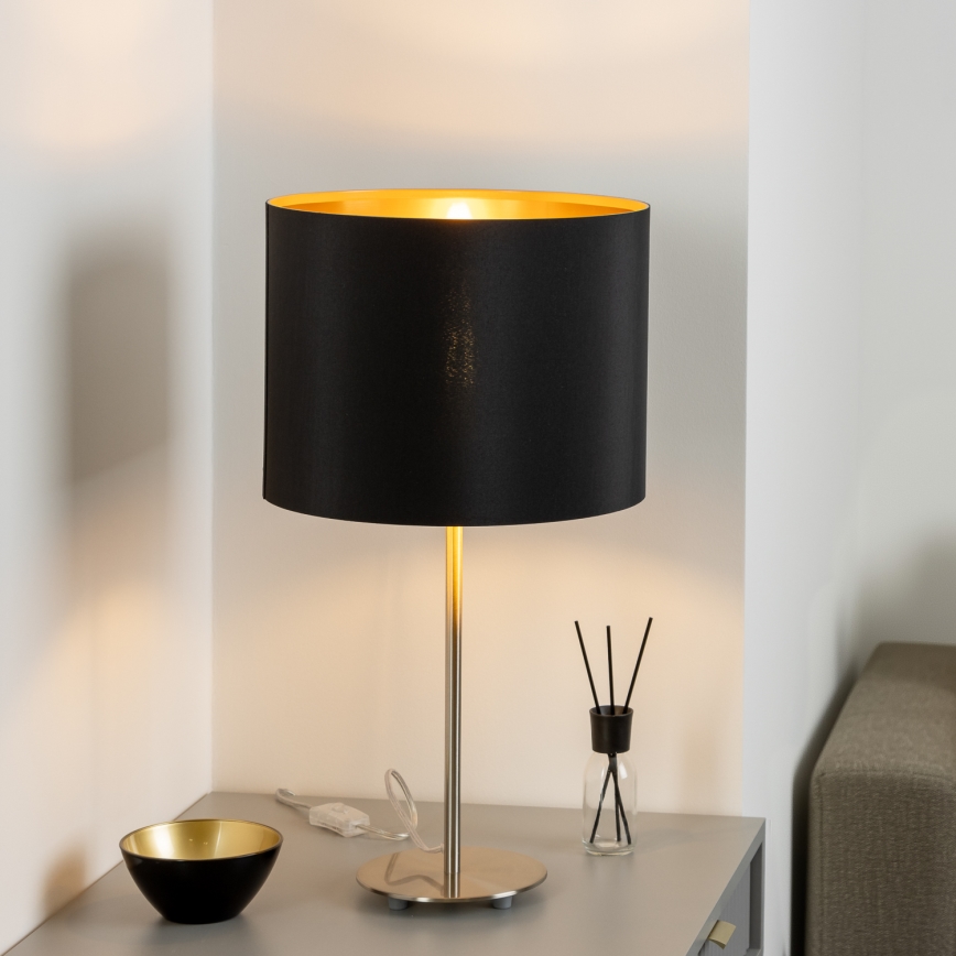 Eglo - Lampe de table LED TUNJA 1xE27/60W/230V 38,5 cm chrome mat/noir