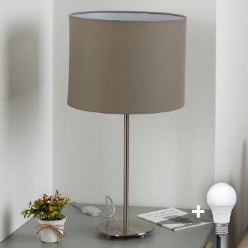 Eglo - Lampe de table LED TUNJA 1xE27/60W/230V 38,5 cm chrome mat/taupe
