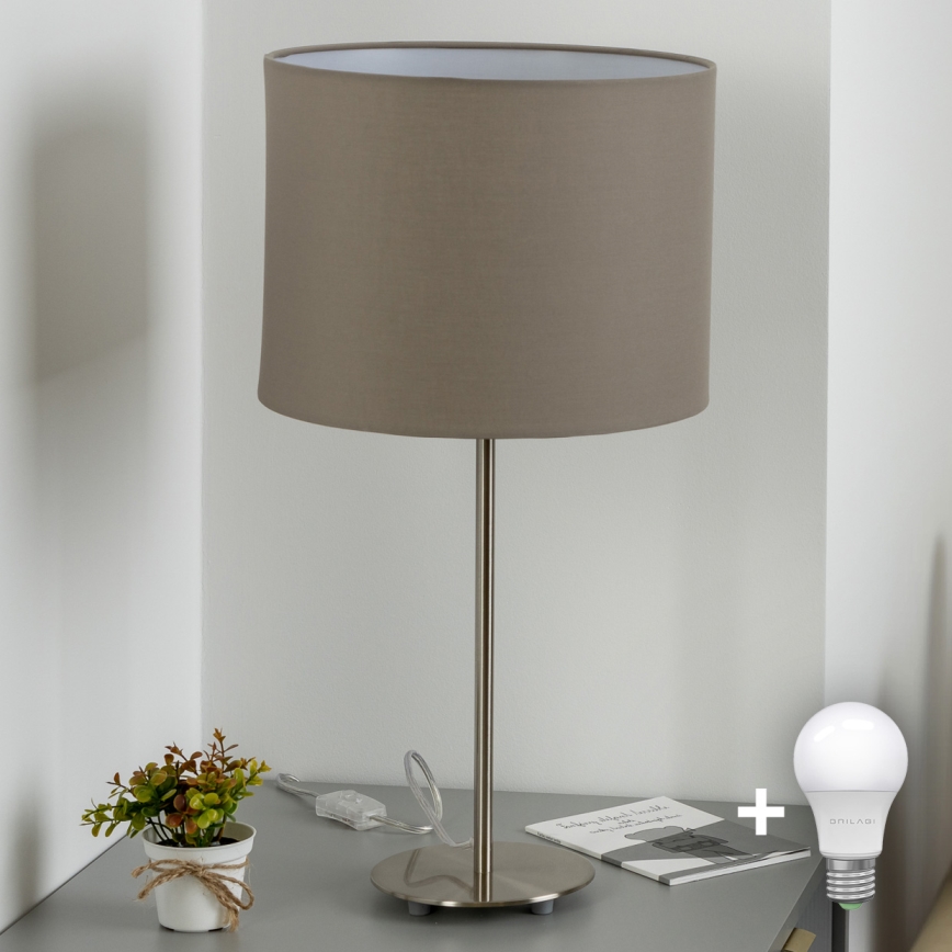 Eglo - Lampe de table LED TUNJA 1xE27/60W/230V 38,5 cm chrome mat/taupe