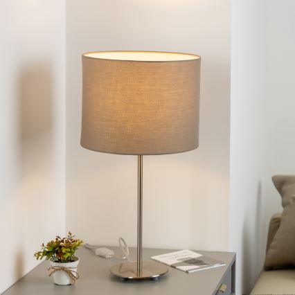 Eglo - Lampe de table LED TUNJA 1xE27/60W/230V 38,5 cm chrome mat/taupe