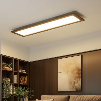 Eglo - LED Bevestigd lichtpaneel SALOBRENA-RW WOOD LED/34W/230V 2700/4000K 124x34 cm donkerbruin