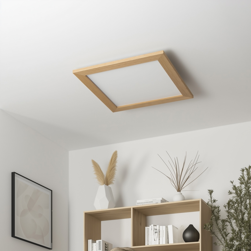 Eglo - LED Dimbaar bevestigd lichtpaneel POZZALLO WOOD LED/21W/230V 2700-6500K 49,5x49,5 cm bruin + afstandsbediening