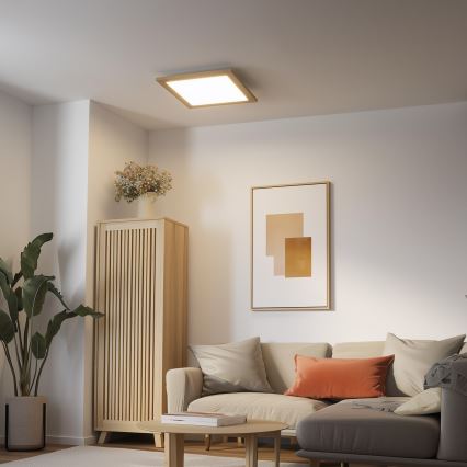Eglo - LED Dimbaar bevestigd lichtpaneel POZZALLO WOOD LED/21W/230V 2700-6500K 49,5x49,5 cm bruin + afstandsbediening