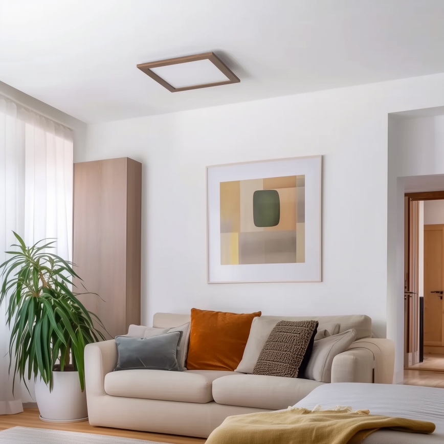 Eglo - LED Dimbaar bevestigd lichtpaneel POZZALLO WOOD LED/21W/230V 2700-6500K 49,5x49,5 cm donkerbruin + afstandsbediening