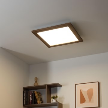 Eglo - LED Dimbaar bevestigd lichtpaneel POZZALLO WOOD LED/21W/230V 2700-6500K 49,5x49,5 cm donkerbruin + afstandsbediening