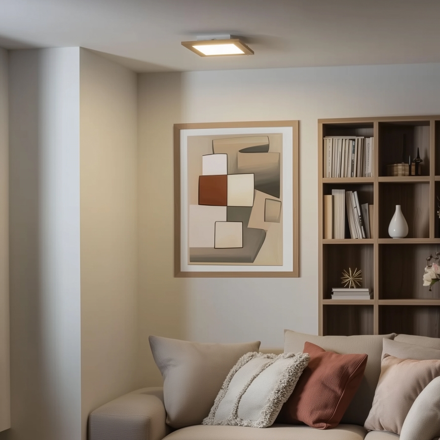 Eglo - LED Dimbaar bevestigd lichtpaneel SALOBRENA 2 WOOD LED/16W/230V 4000K 34x34 cm bruin