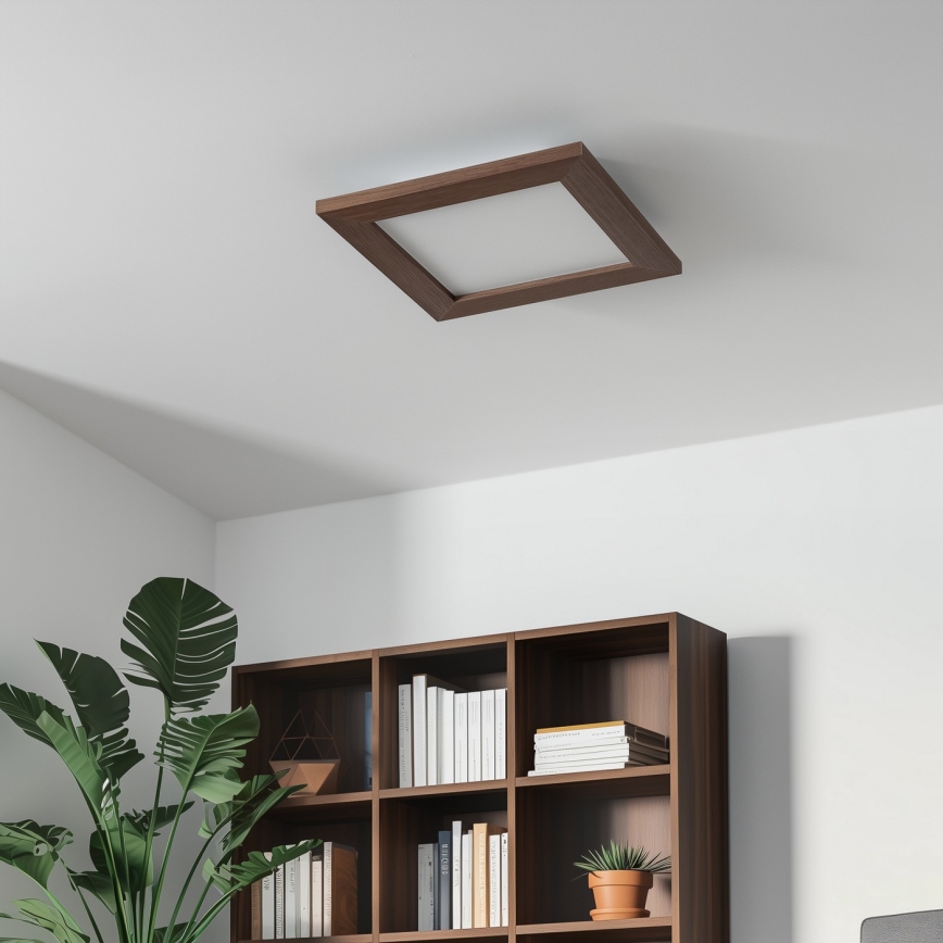 Eglo - LED Dimbaar bevestigd lichtpaneel SALOBRENA 2 WOOD LED/16W/230V 4000K 34x34 cm donkerbruin
