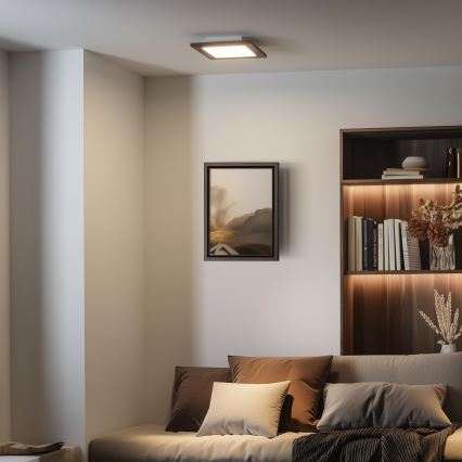 Eglo - LED Dimbaar bevestigd lichtpaneel SALOBRENA 2 WOOD LED/16W/230V 4000K 34x34 cm donkerbruin