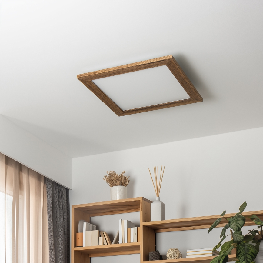 Eglo - LED Dimbaar bevestigd lichtpaneel SALOBRENA 2 WOOD LED/25W/230V 4000K 49,5x49,5 cm bruin
