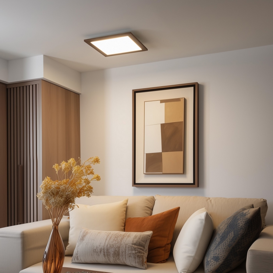 Eglo - LED Dimbaar bevestigd lichtpaneel SALOBRENA 2 WOOD LED/25W/230V 4000K 49,5x49,5 cm bruin