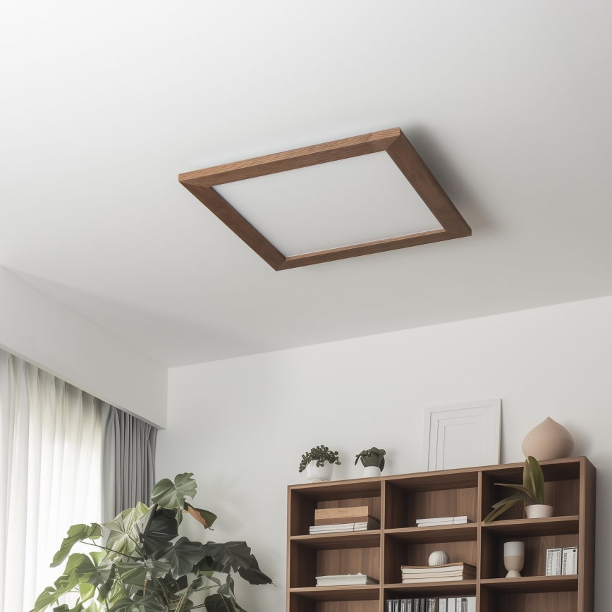 Eglo - LED Dimbaar bevestigd lichtpaneel SALOBRENA 2 WOOD LED/25W/230V 4000K 49,5x49,5 cm donkerbruin
