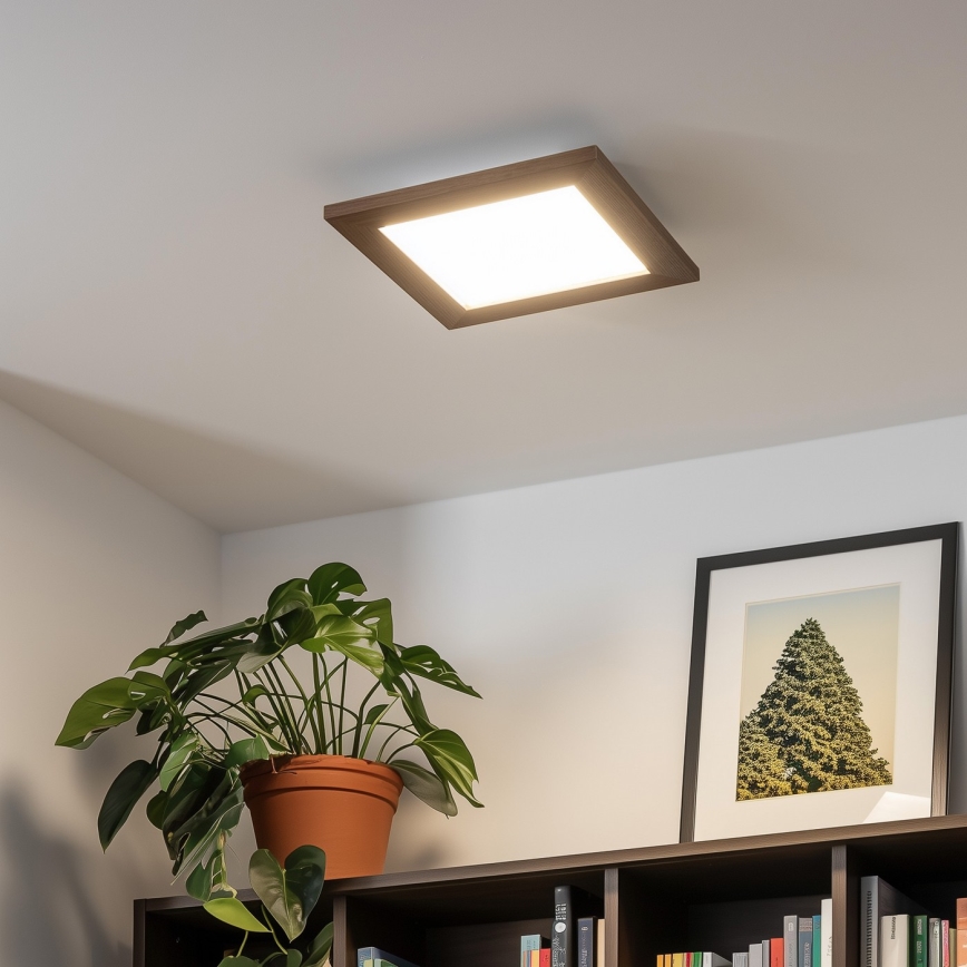 Eglo - LED Dimbaar bevestigd lichtpaneel SALOBRENA 2 WOOD LED/16W/230V 4000K 34x34 cm donkerbruin
