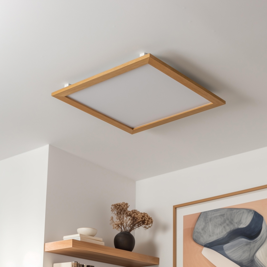 Eglo - LED Dimbaar bevestigd lichtpaneel SALOBRENA-CL WOOD LED/31W/230V 2700-6500K 64x64 cm bruin