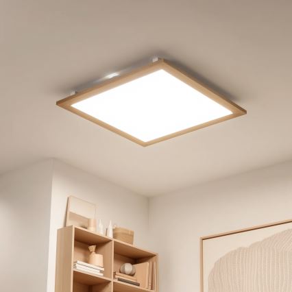 Eglo - LED Dimbaar bevestigd lichtpaneel SALOBRENA-CL WOOD LED/31W/230V 2700-6500K 64x64 cm bruin