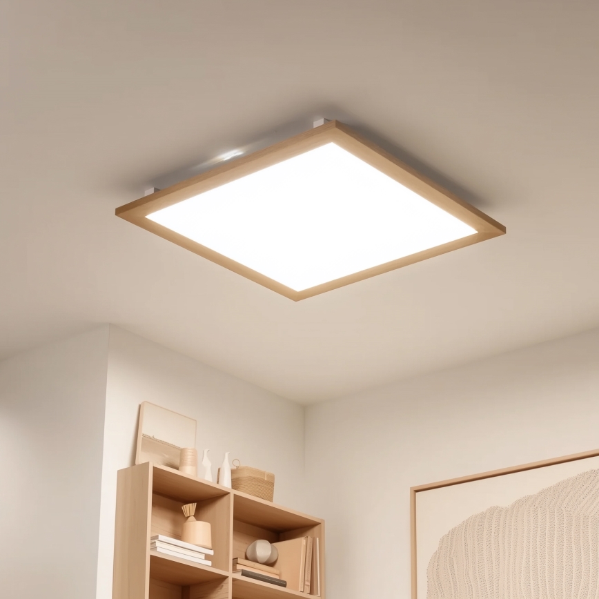 Eglo - LED Dimbaar bevestigd lichtpaneel SALOBRENA-CL WOOD LED/31W/230V 2700-6500K 64x64 cm bruin