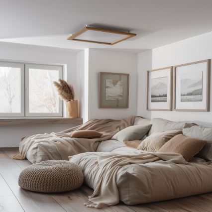 Eglo - LED Dimbaar bevestigd lichtpaneel SALOBRENA-CL WOOD LED/31W/230V 2700-6500K 64x64 cm bruin