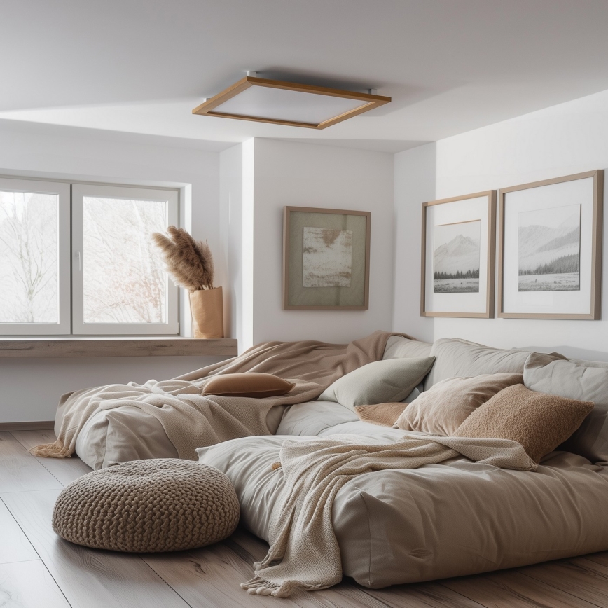 Eglo - LED Dimbaar bevestigd lichtpaneel SALOBRENA-CL WOOD LED/31W/230V 2700-6500K 64x64 cm bruin
