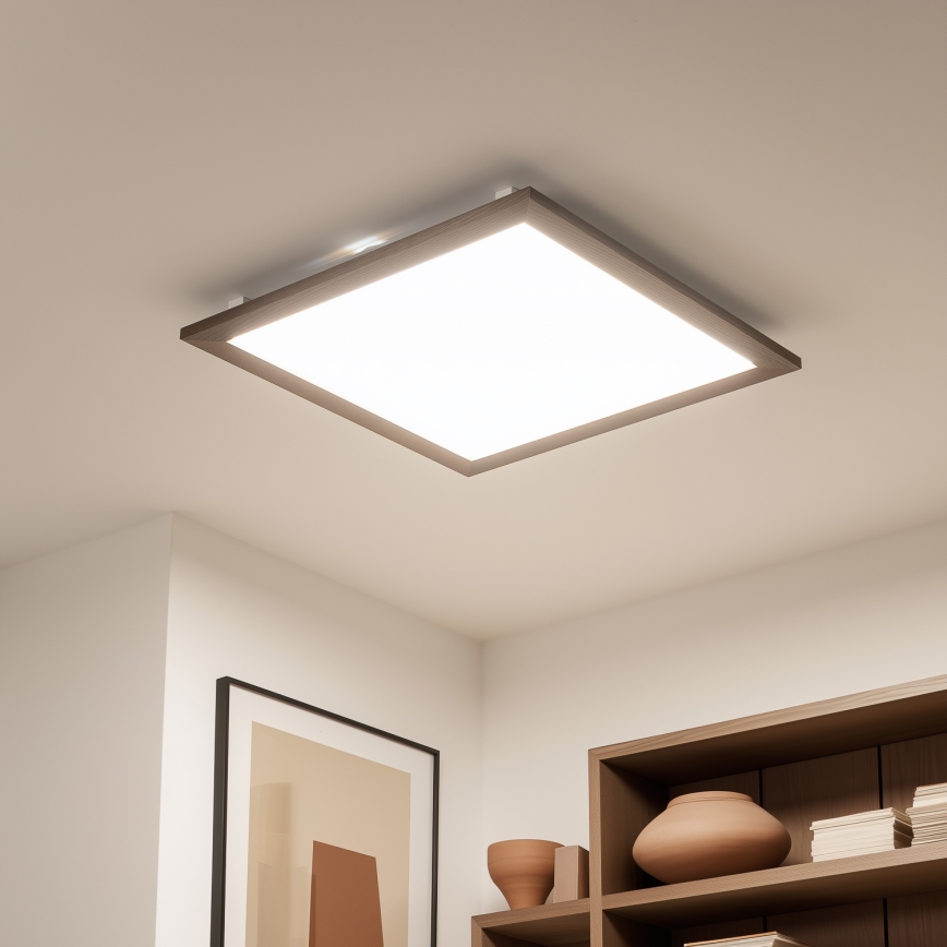 Eglo - LED Dimbaar bevestigd lichtpaneel SALOBRENA-CL WOOD LED/31W/230V 2700-6500K 64x64 cm donkerbruin