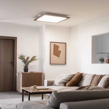 Eglo - LED Dimbaar bevestigd lichtpaneel SALOBRENA-CL WOOD LED/31W/230V 2700-6500K 64x64 cm donkerbruin