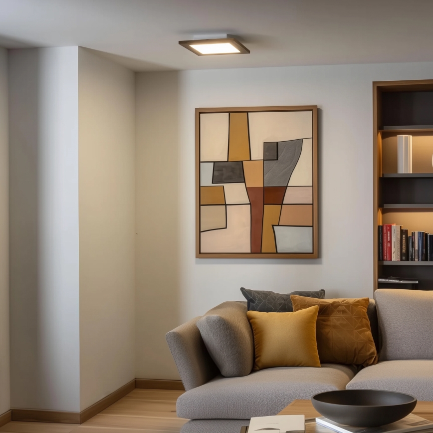 Eglo - LED dimbare opbouwpaneel SALOBRENA 2 WOOD LED/16W/230V 4000K 34x34 cm bruin