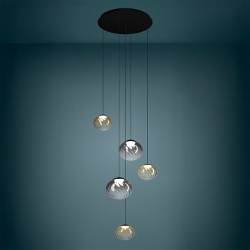 Eglo - LED-dimbare hanglamp aan kabel 5xLED/5,8W/230V 2200-6500K zwart/beige/gerookt + afstandsbediening