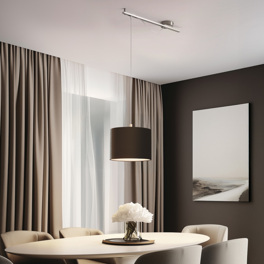 Eglo - LED Hanglamp aan een koord CALCENA 1xE27/60W/230V chroom/bruin