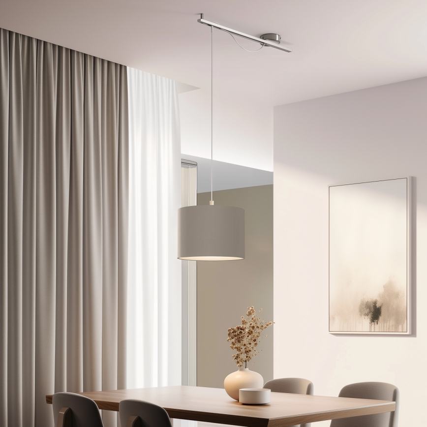 Eglo - LED Hanglamp aan een koord CALCENA 1xE27/60W/230V chroom/taupe