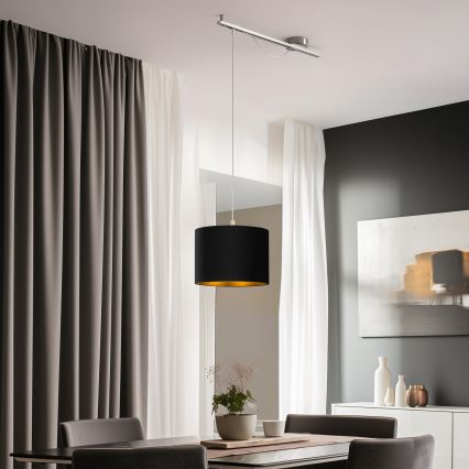 Eglo - LED Hanglamp aan een koord CALCENA 1xE27/60W/230V chroom/zwart