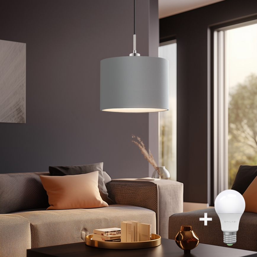 Eglo - LED Hanglamp aan een koord TUNJA 1xE27/60W/230V grijs