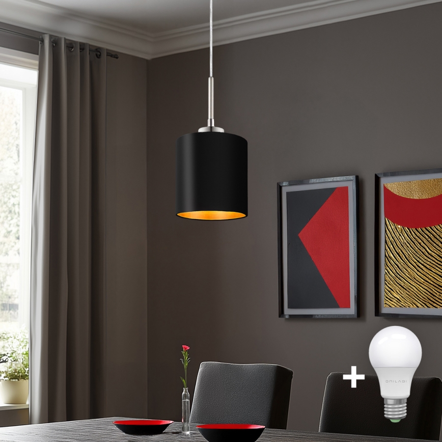 Eglo - LED Hanglamp aan een koord TUNJA 1xE27/60W/230V zwart