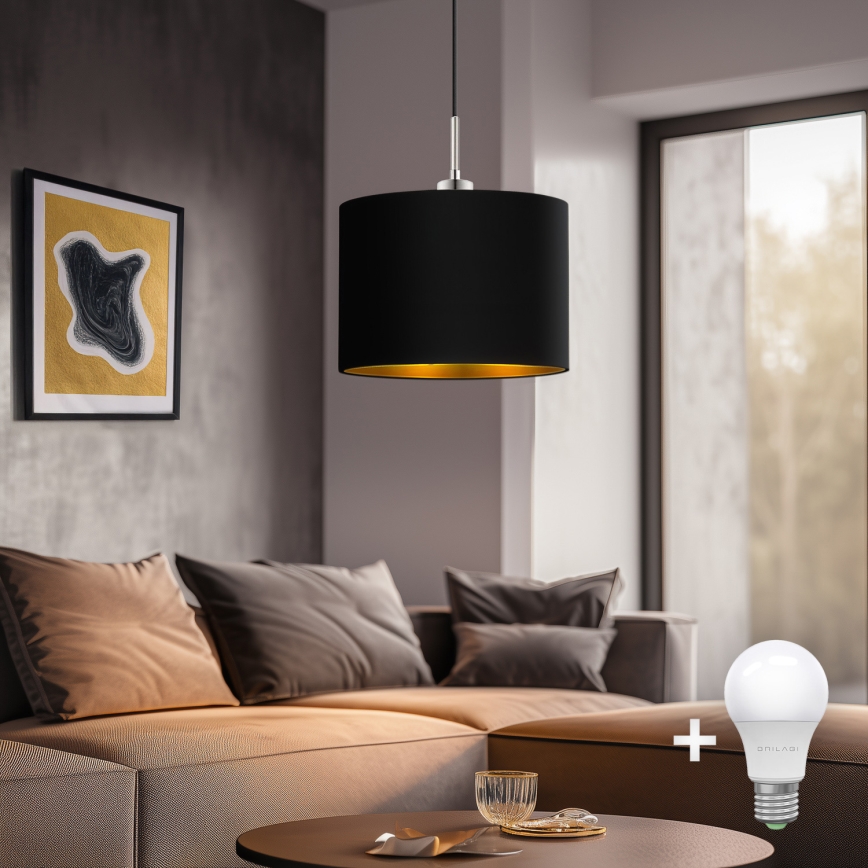 Eglo - LED Hanglamp aan een koord TUNJA 1xE27/60W/230V zwart