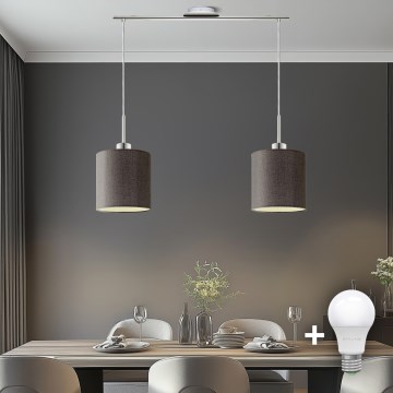 Eglo - LED Hanglamp aan een koord TUNJA 2xE27/60W/230V bruin