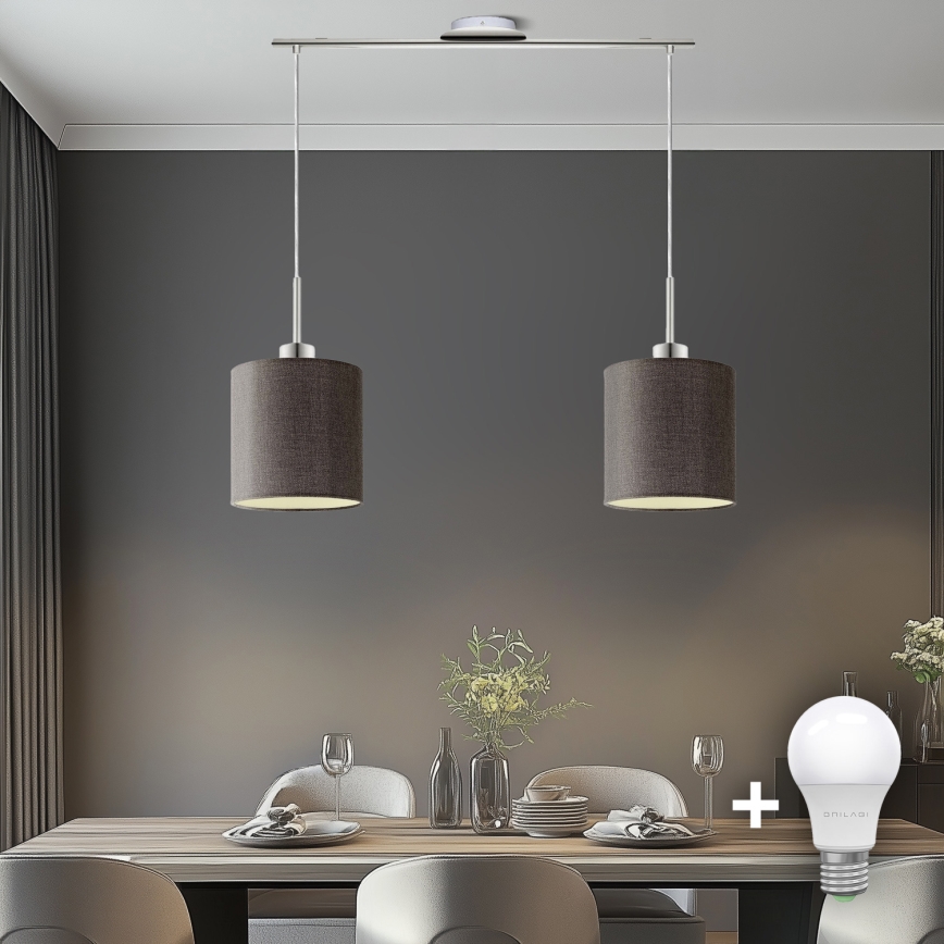 Eglo - LED Hanglamp aan een koord TUNJA 2xE27/60W/230V bruin