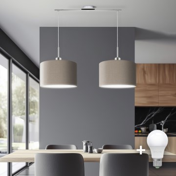 Eglo - LED-hanglamp met kabel TUNJA 2xE27/60W/230V taupe
