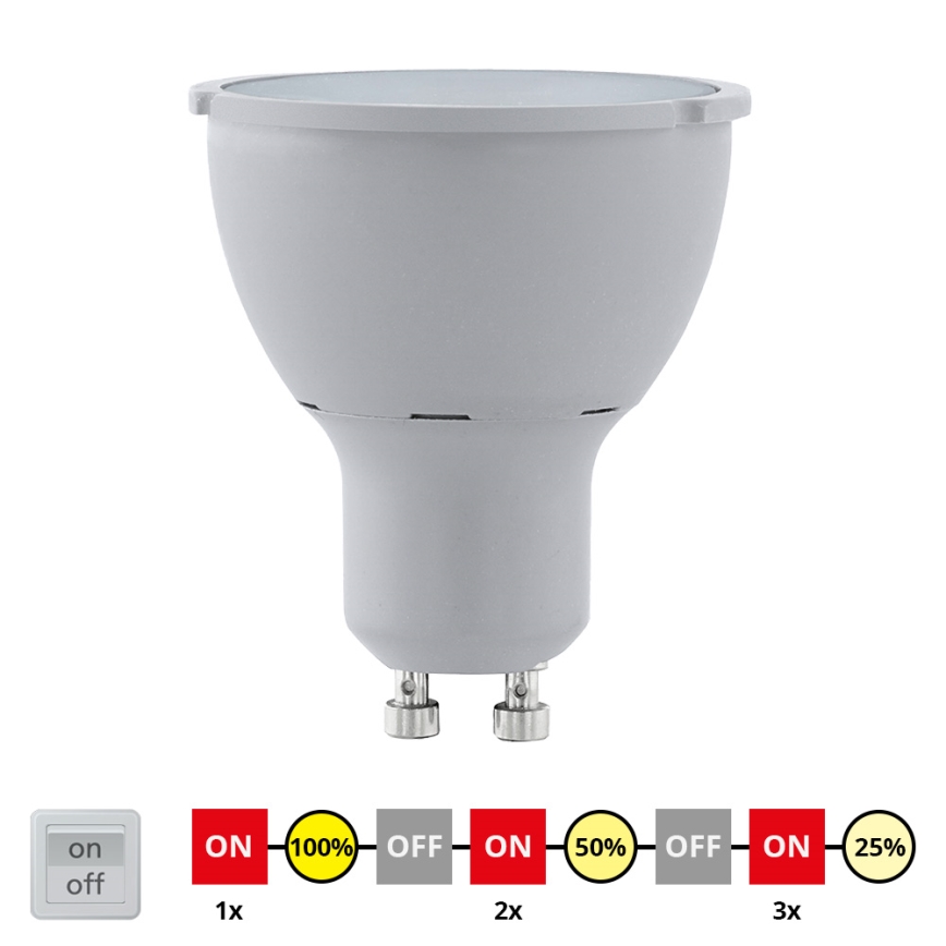 EGLO - LED Lamp cyclisch dimbaar GU10/5W/230V 3000K - STEPDIMMING warm wit