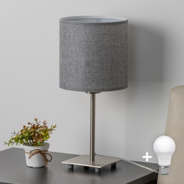 Eglo - LED  Lampe de table TUNJA 1xE27/60W/230V 26,5 cm chrome mat/gris