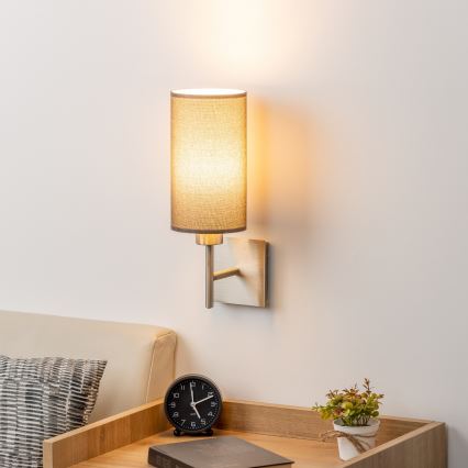 Eglo - LED muurlamp TUNJA 1xE27/60W/230V mat chroom/bruin