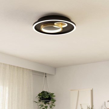 Eglo - LED Plafondlamp 1xLED/14W/230V + 1xLED/8,5W diameter 38 cm zwart/goud