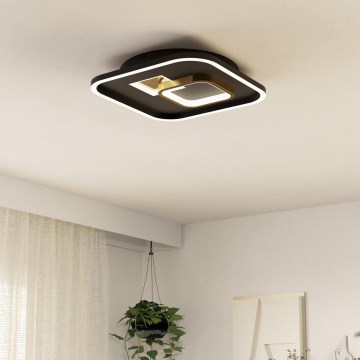 Eglo - LED Plafondlamp 1xLED/16,2W/230V + 1xLED/9,2W 38x38 cm zwart/goud