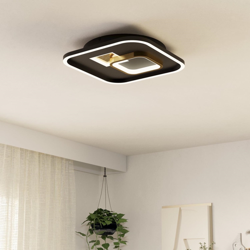 Eglo - LED Plafondlamp 1xLED/16,2W/230V + 1xLED/9,2W 38x38 cm zwart/goud